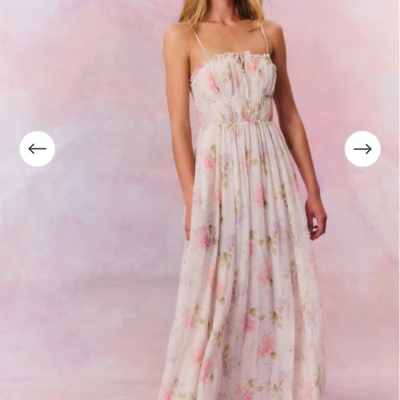 NWT LoveShackFancy Santee Lurex Chiffon Floral Maxi Dress - Picture 2 of 9